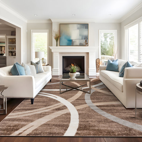 Ebern Designs Devonshire Abstract Brown/Gray/Cream Area Rug & Reviews